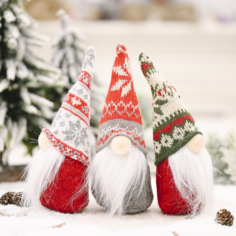 Christmas Decoration Snowflake Knitted Hat Forest Elderly Doll Decoration(A)
