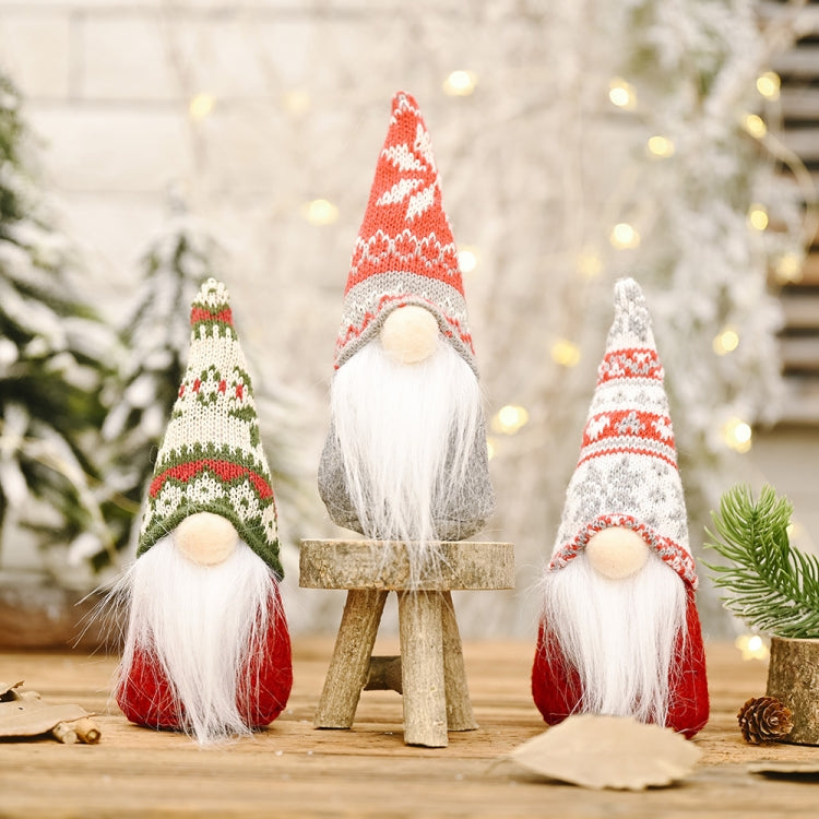 Christmas Decoration Snowflake Knitted Hat Forest Elderly Doll Decoration(C)