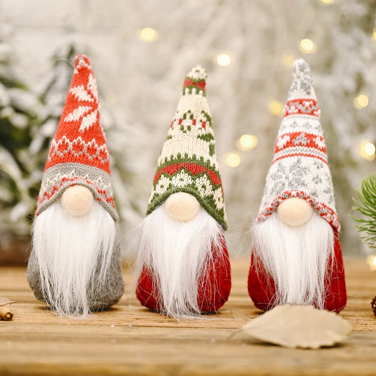 Christmas Decoration Snowflake Knitted Hat Forest Elderly Doll Decoration(C)