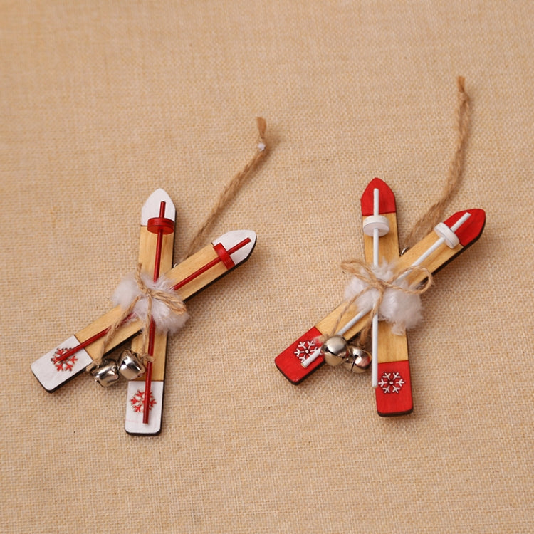 Christmas Decorations Wooden Sleigh Christmas Tree Pendant(White)