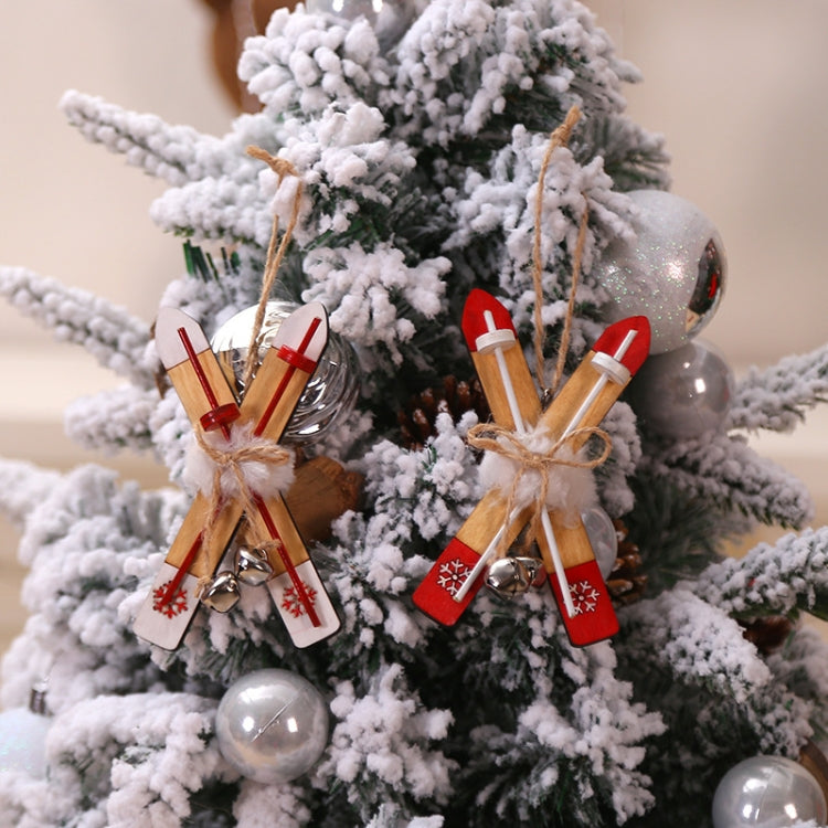 Christmas Decorations Wooden Sleigh Christmas Tree Pendant(White)