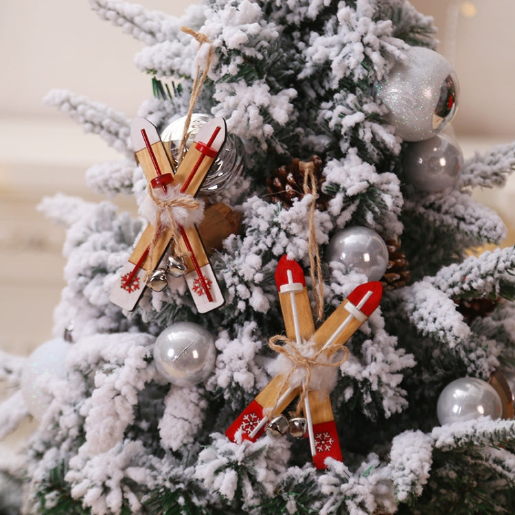 Christmas Decorations Wooden Sleigh Christmas Tree Pendant(White)