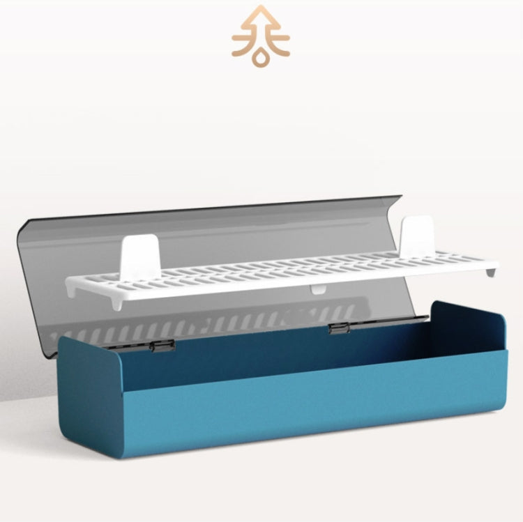 Household Kitchen Plastic Dust-Proof Drain Separator Chopstick Holder Storage Box(Blue)