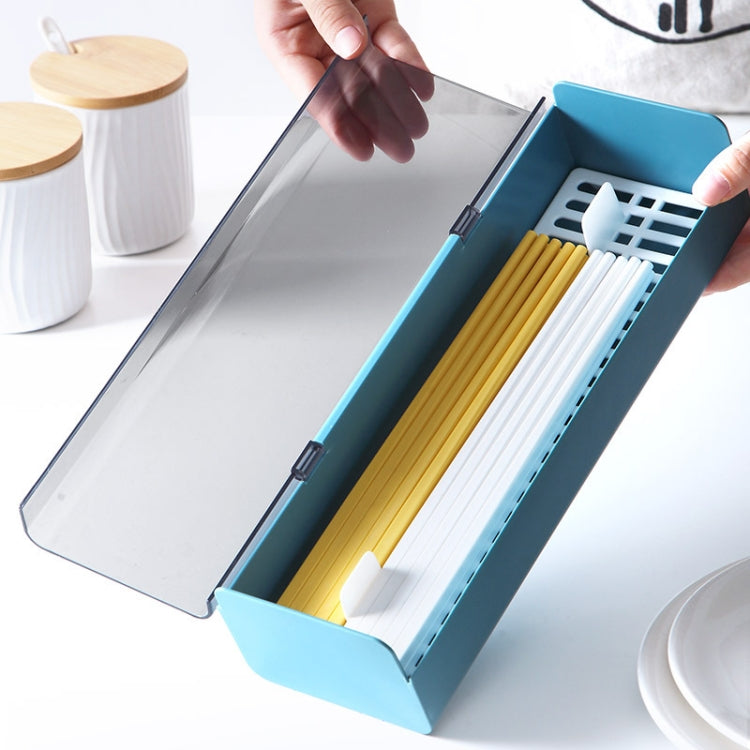 Household Kitchen Plastic Dust-Proof Drain Separator Chopstick Holder Storage Box(Blue)