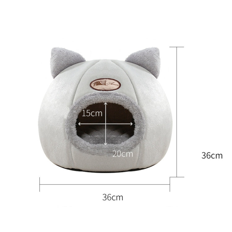 Winter Semi-Closed Warm & Velvet Round Pet Nest, Size:L 36x36x36cm