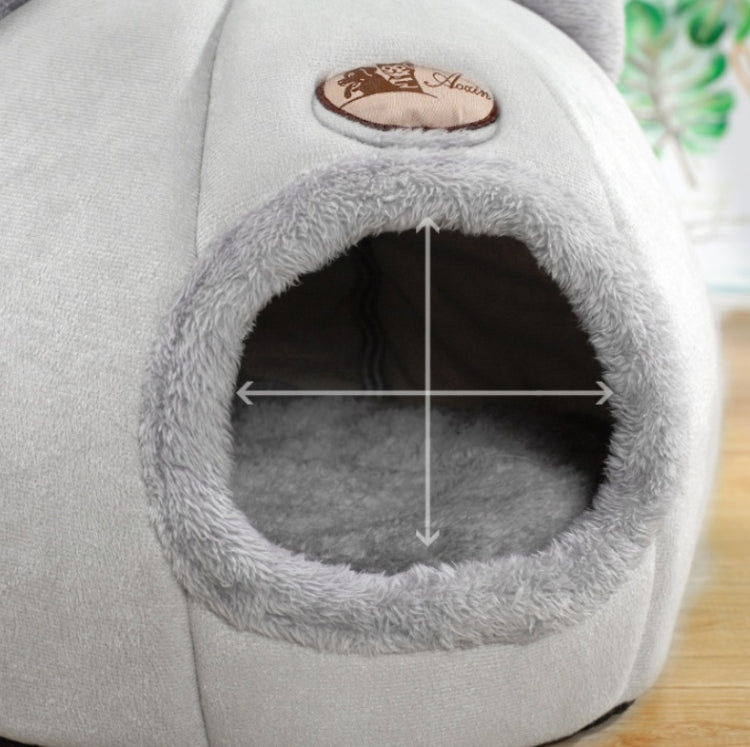 Winter Semi-Closed Warm & Velvet Round Pet Nest, Size:L 36x36x36cm