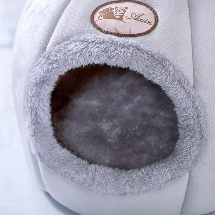 Winter Semi-Closed Warm & Velvet Round Pet Nest, Size:XL 40x40x40cm