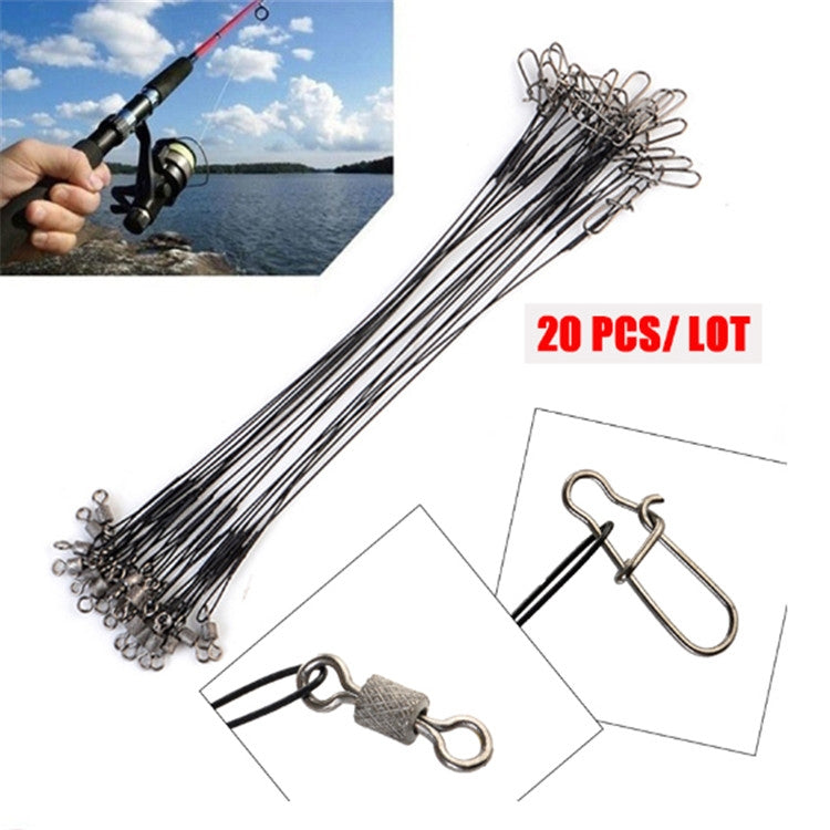 20 PCS Luya Front Wire With Pin Wire Anti-bite Wire, Size:20CM(Black)