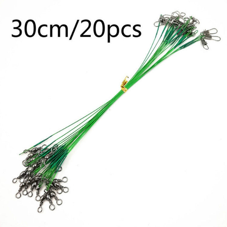 20 PCS Luya Front Wire With Pin Wire Anti-bite Wire, Size:30CM(Green)