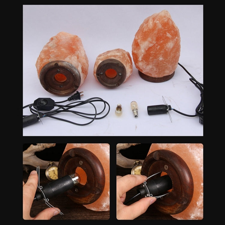 USB Power Himalayan Crystal Rock Salt Desk Lamp Night Light With Wood Base & E14 Bulb & Switch, Size:2-3kg(Colorful Light)