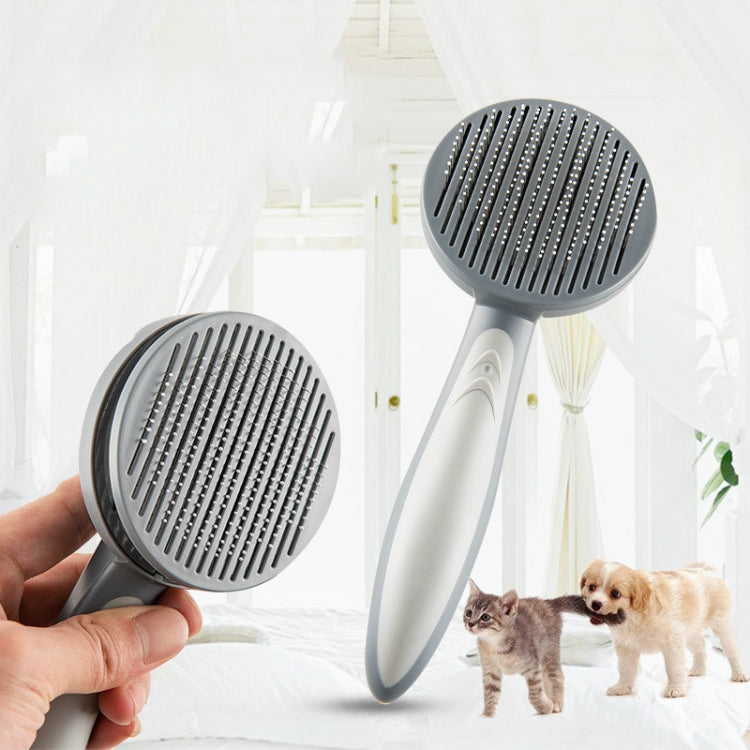 Pet Self-Cleaning Comb Cat Comb Dog Needle Comb Cat Hair Removal Comb Floating Brush( Cherry Blossom Color)
