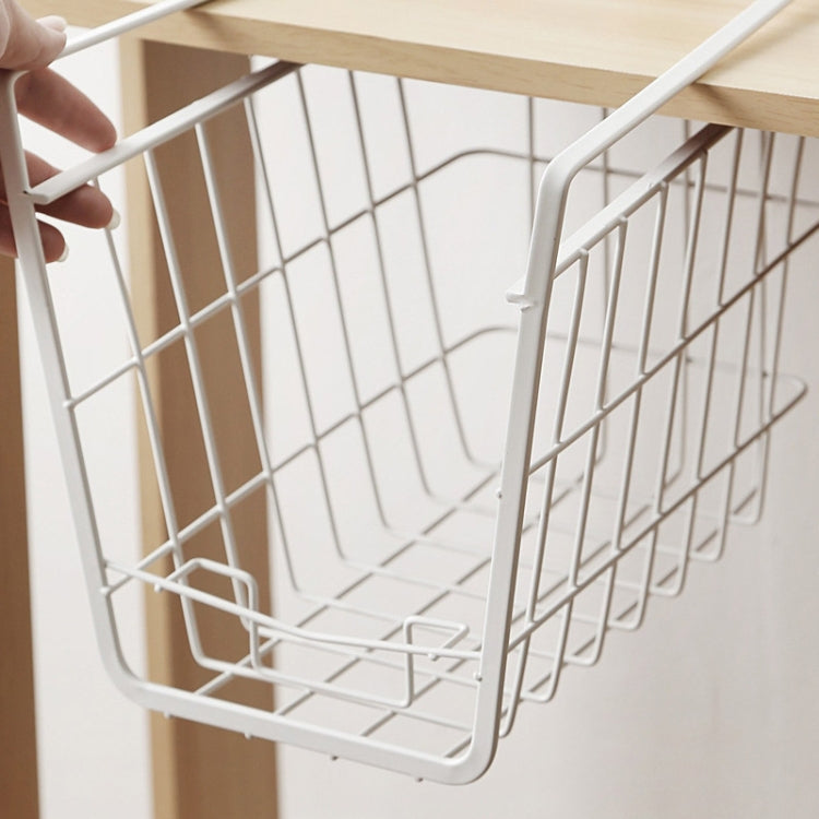 Closet Storage Rack Under The Partition Hanging Basket Storage Basket(White)