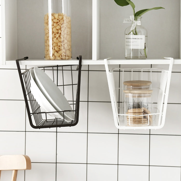 Closet Storage Rack Under The Partition Hanging Basket Storage Basket(White)