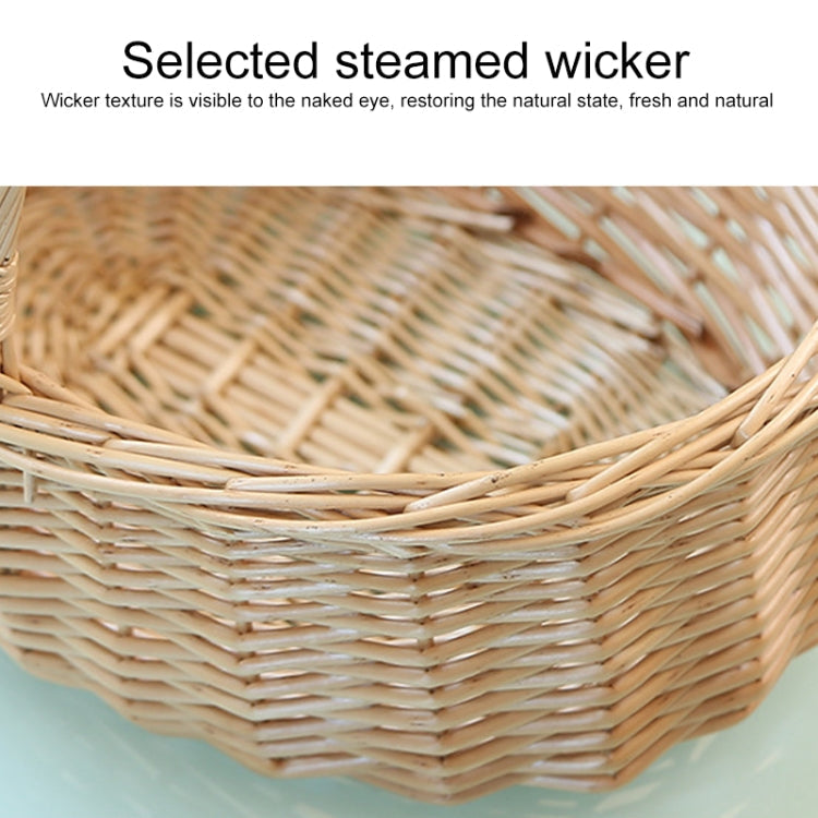 Hand-woven Picnic Basket Sackcloth Rattan Storage Basket, Specification:Small(Primary Color Rose Cloth)