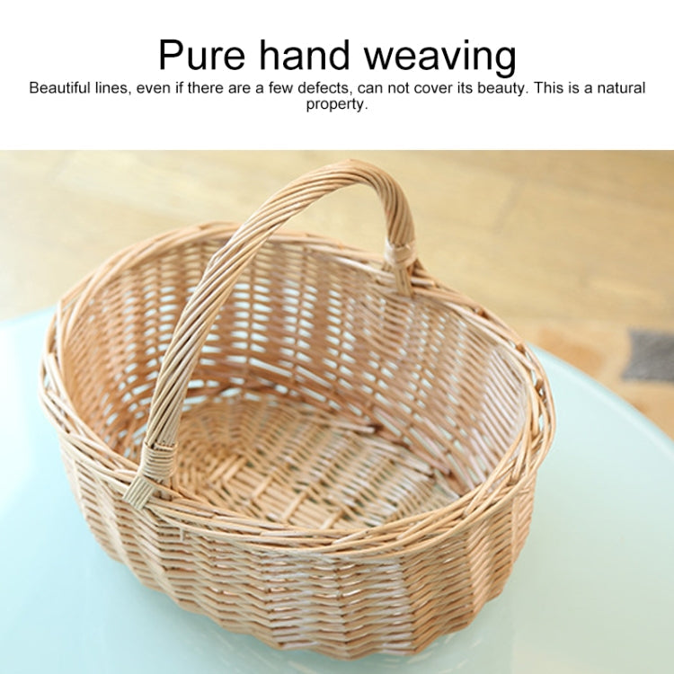 Hand-woven Picnic Basket Sackcloth Rattan Storage Basket, Specification:Small(Primary Color Rose Cloth)