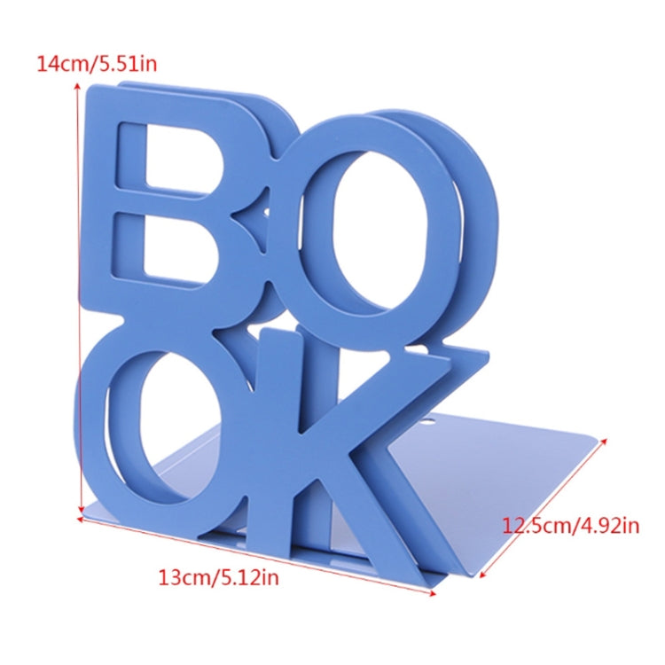 Alphabet Shaped Iron Metal Bookends Support Holder Desk Stands For Books(Pink)
