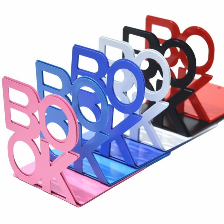 Alphabet Shaped Iron Metal Bookends Support Holder Desk Stands For Books(Purple)