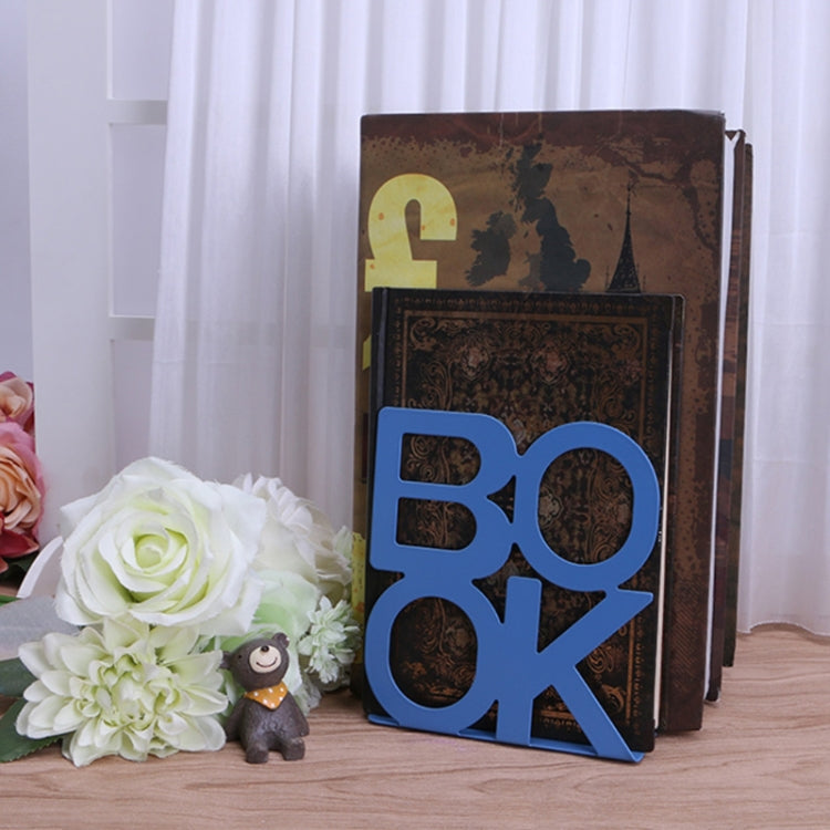 Alphabet Shaped Iron Metal Bookends Support Holder Desk Stands For Books(Purple)