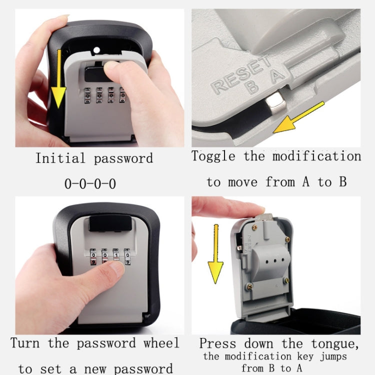 Wall-Mounted Key Code Box Construction Site Home Decoration Four-Digit Code Lock Key Box(Blue)