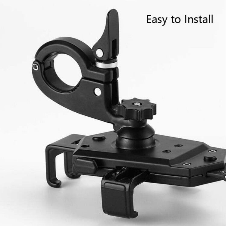 Bicycle Mobile Phone Holder Can Rotate And Adjust Fixed Aluminum Alloy Bracket Automatic Grab Bracket, Style:Rearview Mirror Installation(Silver)