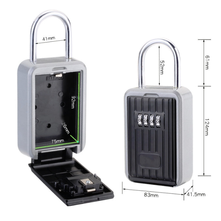 Password Key Box Wall-Mounted Metal Box Password Box Outdoor Key Anti-Theft Storage Box, Specification: Waterproof Cover(Silver Black)