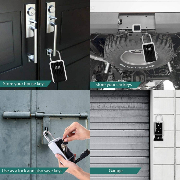 Password Key Box Wall-Mounted Metal Box Password Box Outdoor Key Anti-Theft Storage Box, Specification: Waterproof Cover(Silver Black)