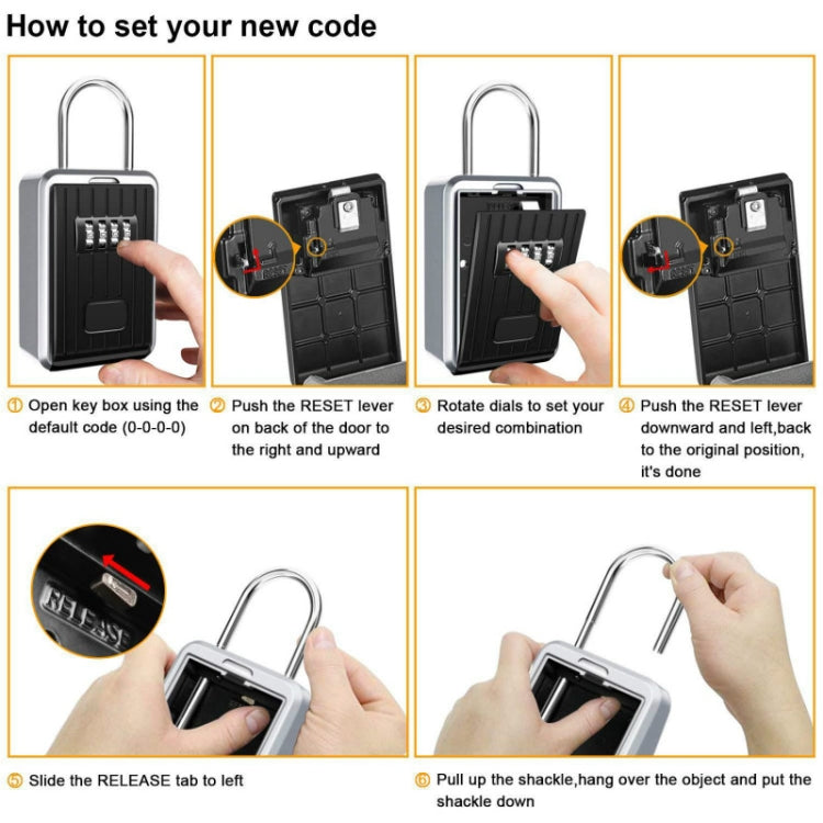 Password Key Box Wall-Mounted Metal Box Password Box Outdoor Key Anti-Theft Storage Box, Specification: Waterproof Cover(Silver Black)