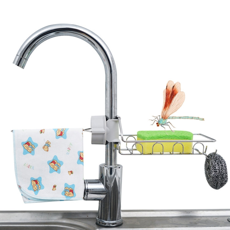 Faucet Rack Stainless Steel Perforated Free Kitchen Sink Storage Rack Rag Sponge Drain Rack, Style:Type B
