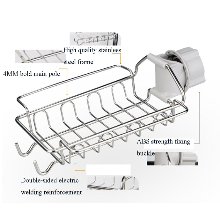 Faucet Rack Stainless Steel Perforated Free Kitchen Sink Storage Rack Rag Sponge Drain Rack, Style:Type B
