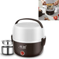 LINGRUI Multi-Function Electric Lunch Box Electric Heating Insulation Cooking Mini Rice Cooker, CN Plug, Specification:Double Layer(Purple)