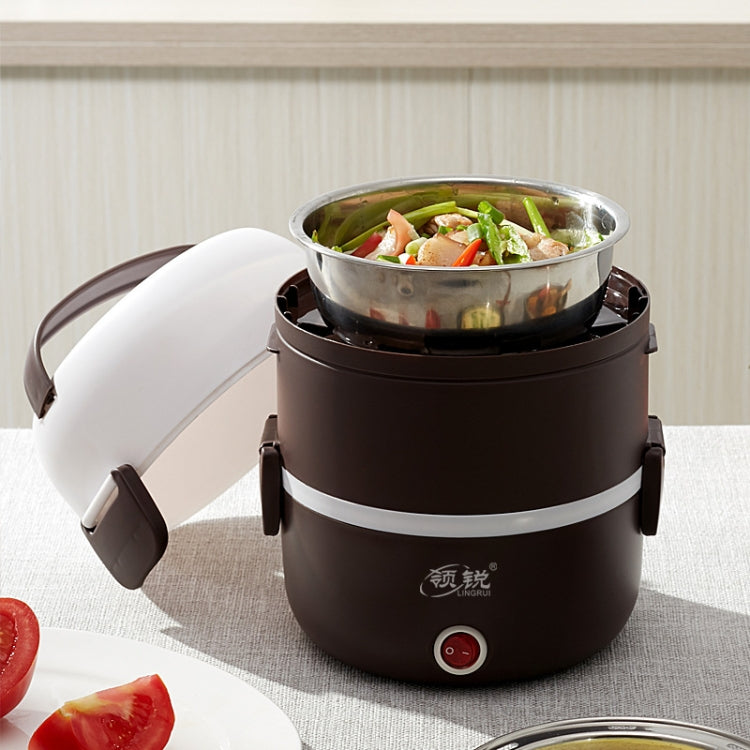 LINGRUI Multi-Function Electric Lunch Box Electric Heating Insulation Cooking Mini Rice Cooker, CN Plug, Specification:Double Layer(Purple)