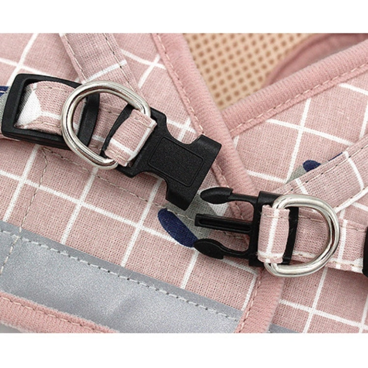 Reflective & Breathable Vest Traction Rope Pet Chest Leash, Size:M(Gray Grid)