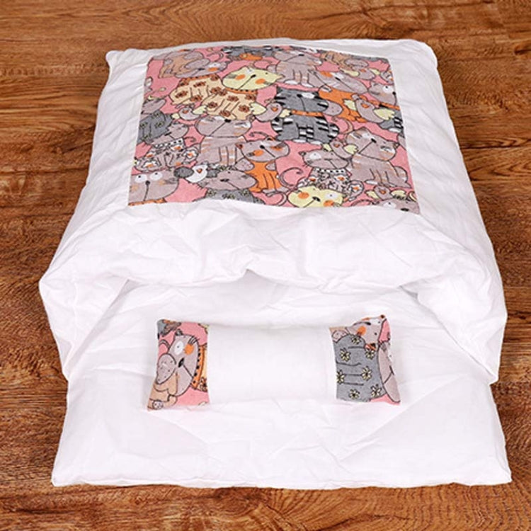 Closed Removable and Washable Cat Litter Sleeping Bag Winter Warm Dog Kennel, Size: M(Pink Cat)