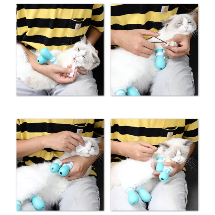 4pcs/pack Cat Bathing Scratch-Proof Foot Cover(Light Green)