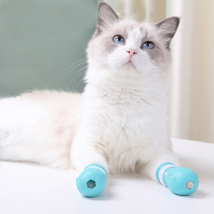 4pcs/pack Cat Bathing Scratch-Proof Foot Cover(Light Blue)