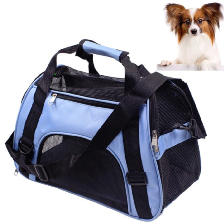 Portable Pet Backpack Dog Go Out Messenger Folding Bag Pet Supplies, Specification: Medium(Blue)