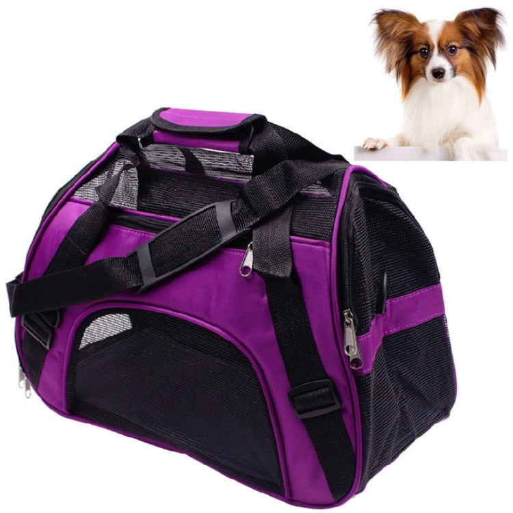 Portable Pet Backpack Dog Go Out Messenger Folding Bag Pet Supplies, Specification: Large(Purple)