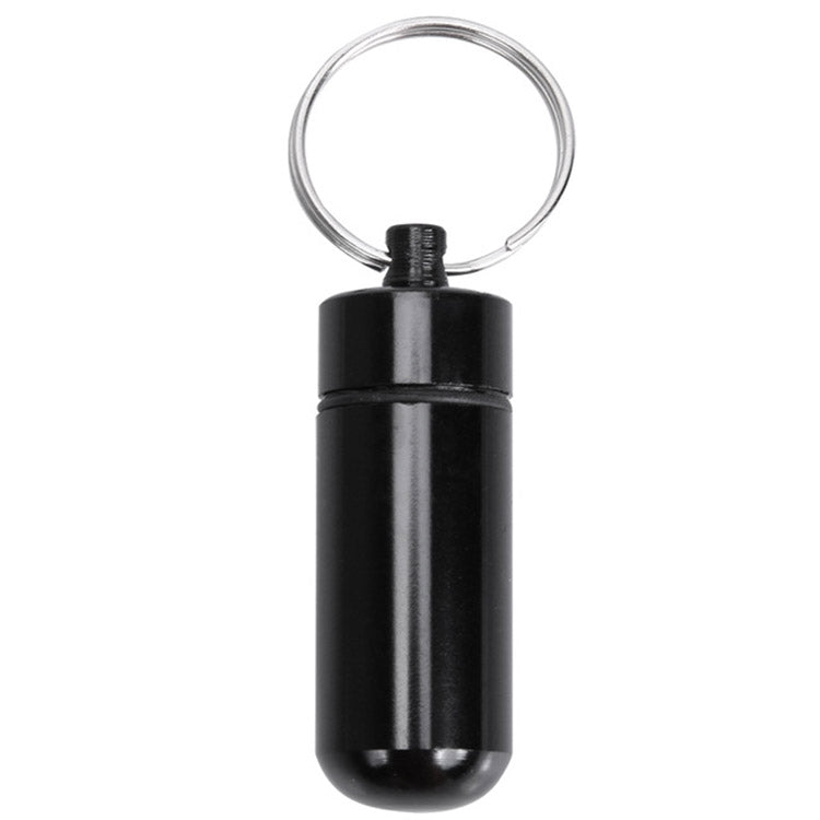 10pcs Portable Sealed Waterproof Aluminum Alloy First Aid Pill Bottle with Keychain(Black)