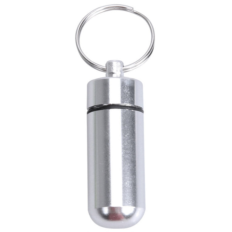 10pcs Portable Sealed Waterproof Aluminum Alloy First Aid Pill Bottle with Keychain(Silver)