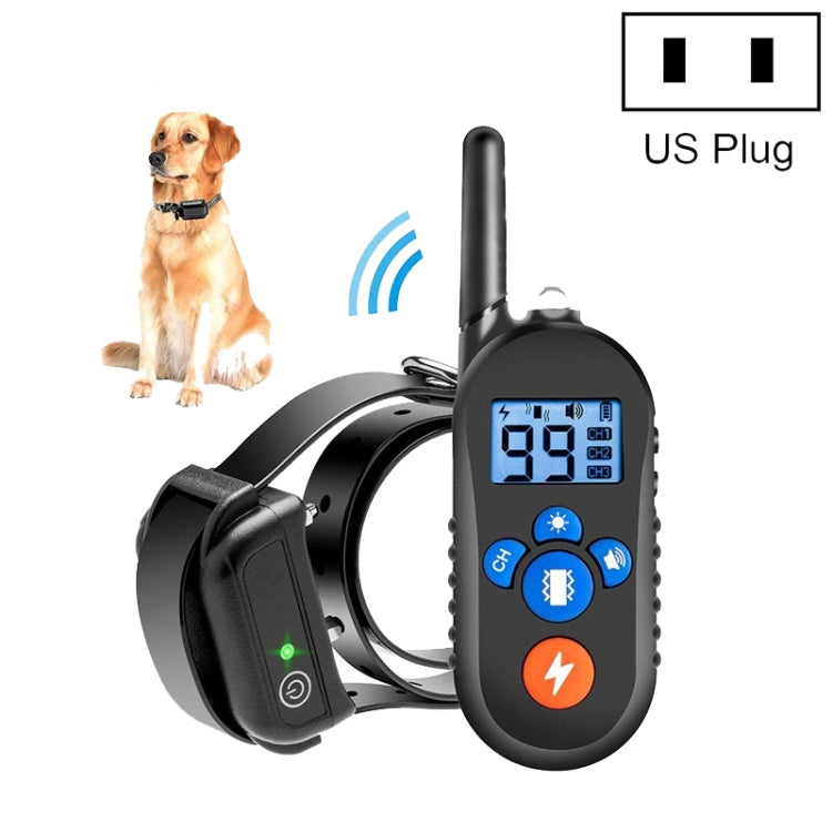 800m Remote Control Electric Shock Bark Stopper Vibration Warning Pet Supplies Electronic Waterproof Collar Dog Training Device, Style:556-1(US Plug)
