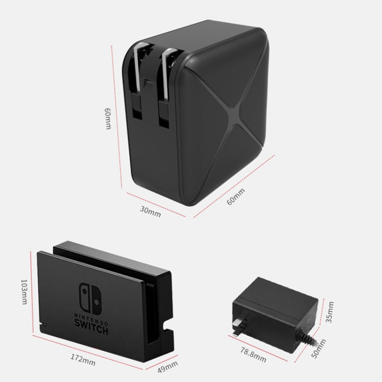 Multi-Function Projection And Charging AC Adapter Base Support Android/PC/Lite For Switch, Specifications:Black+US Plug