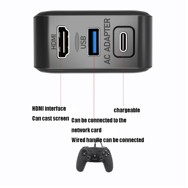 Multi-Function Projection And Charging AC Adapter Base Support Android/PC/Lite For Switch, Specifications:Black+EU Plug