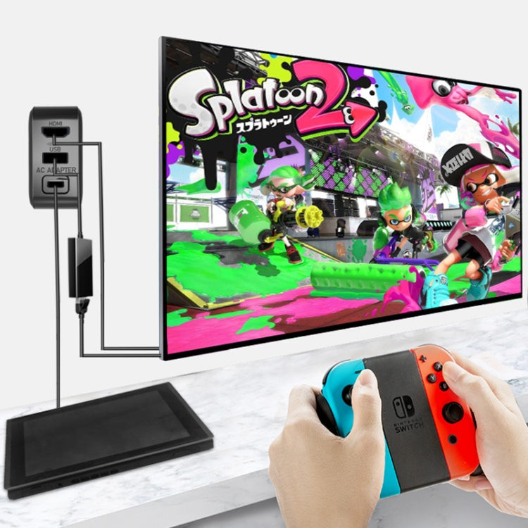 Multi-Function Projection And Charging AC Adapter Base Support Android/PC/Lite For Switch, Specifications:Black+EU Plug