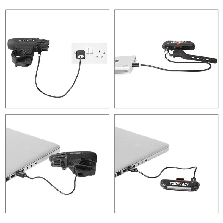 Bike Light USB Rechargeable Mountain Bike Warning Light, Specification:Front Light + Tail Light