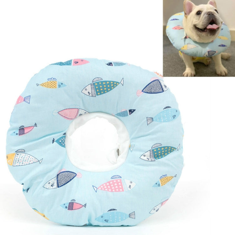 Cat Anti-Lick And Anti-Bite Soft Ring Dog Collar Pet Supplies, Size:M(Light Blue Fish)