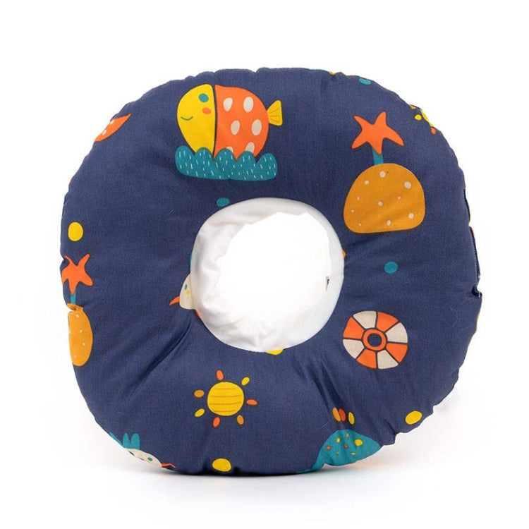 Cat Anti-Lick And Anti-Bite Soft Ring Dog Collar Pet Supplies, Size:L(Deep Blue Underwater World)
