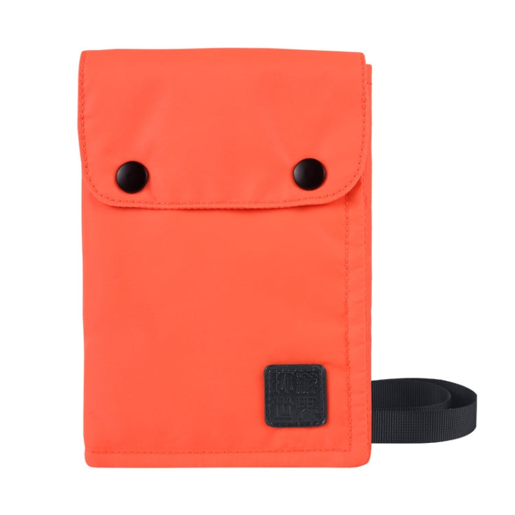 Antimagnetic RFID Hanging Neck Nylon Passport Bag Waterproof Storage Change Mobile Phone Bag( Orange)