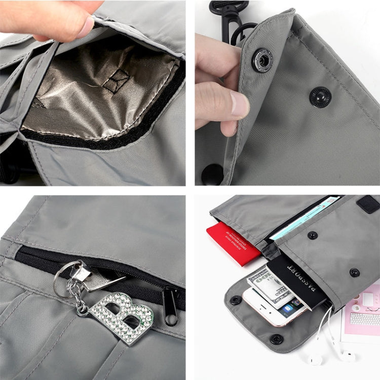 Antimagnetic RFID Hanging Neck Nylon Passport Bag Waterproof Storage Change Mobile Phone Bag( Orange)