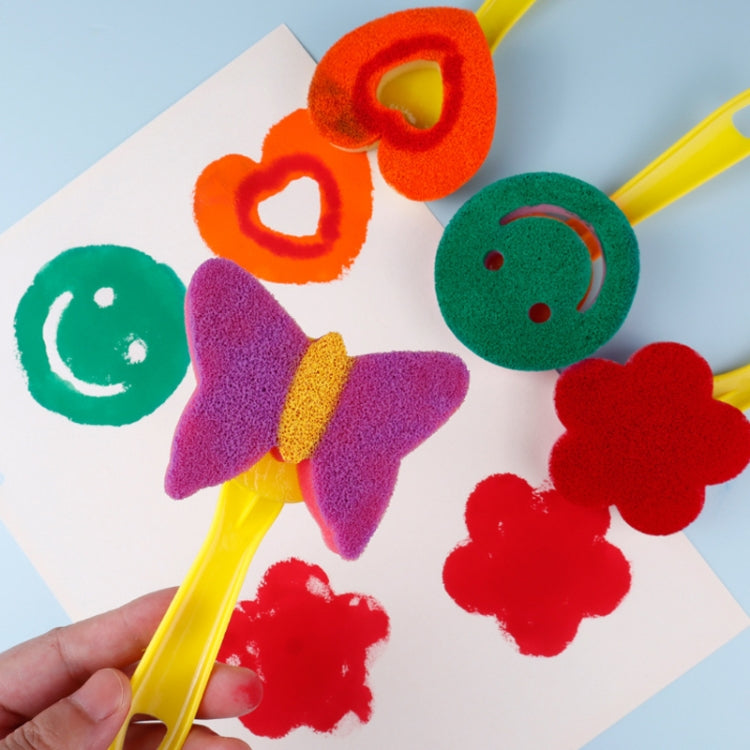1 Sets Sponge Painting Brush Children Art Painting Seal Tool, Random Style Delivery(4 Yellow Handles)