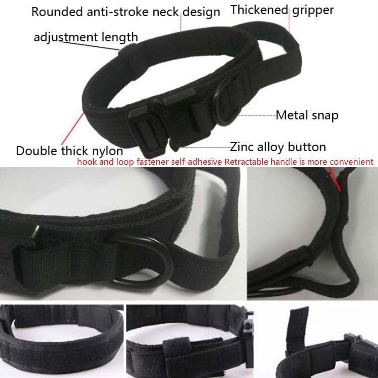 Nylon Thickened Large And Medium-Sized Dog Traction Collar Pet Collar, Size:M(Army Green)